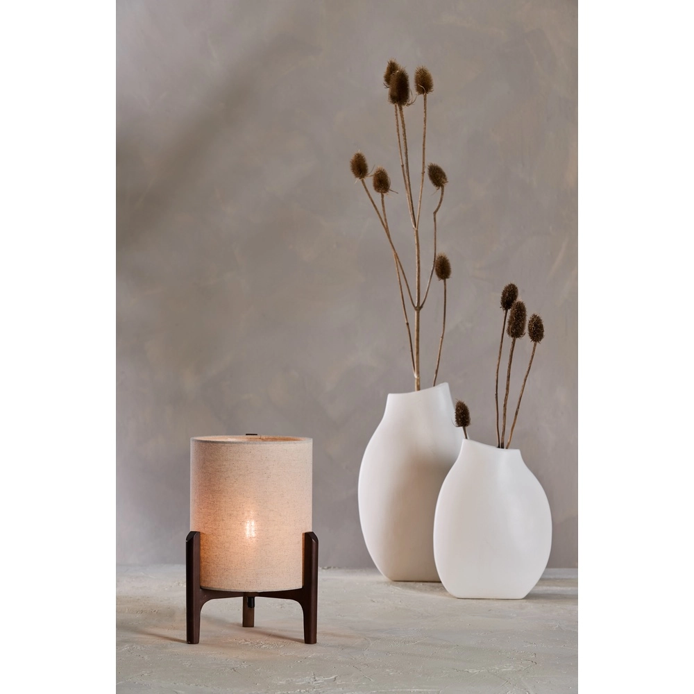 Lampe de table Litto Ø 22cm - noyer avec lin naturel Light & Living 8717807792671