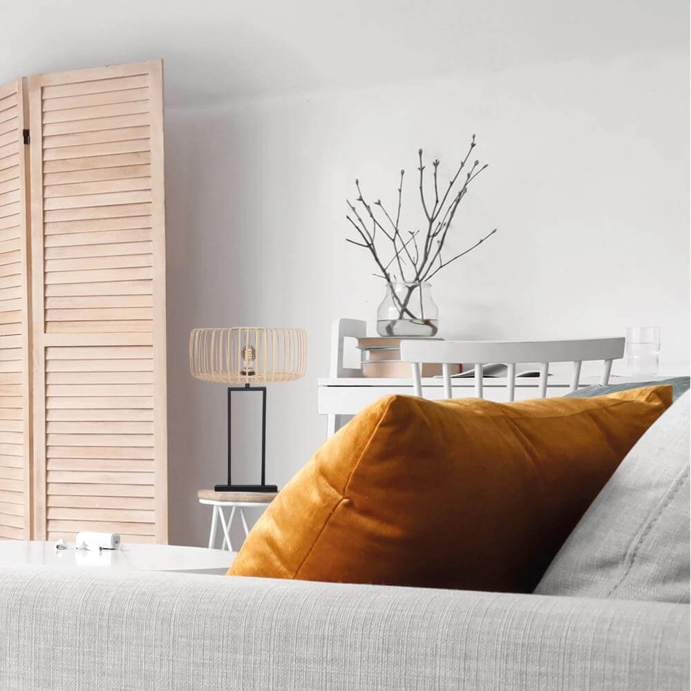 Lampe de table Stang noir avec bambou Ø 40cm Steinhauer 8712746176902