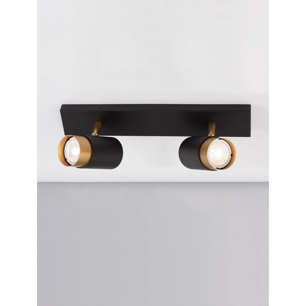 Spot de plafond Pogno 2 lumières noir avec or Lyora 5212017430847