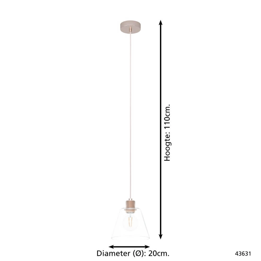 Lampe à suspension en verre Copley or rose Eglo 9002759436315