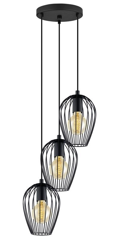 Lampe à suspension Newtown Disk 3 lumières 38cm noir