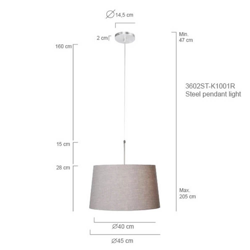 Lampe à suspension Gramineus avec capuche taupe Steinhauer 8712746088755