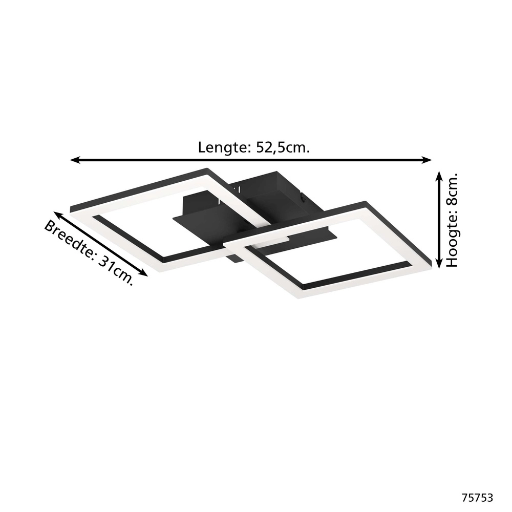 Lumière LED de plafond Rgbic 52cm - noir Eglo 9002759757533