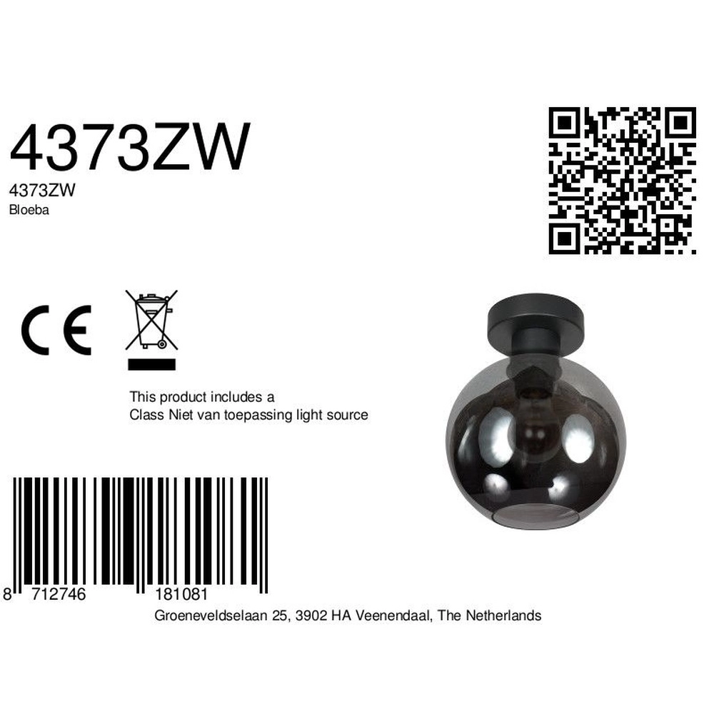 Plafonnier Bloeba boule de verre fumé Ø 15cm Steinhauer 8712746181081