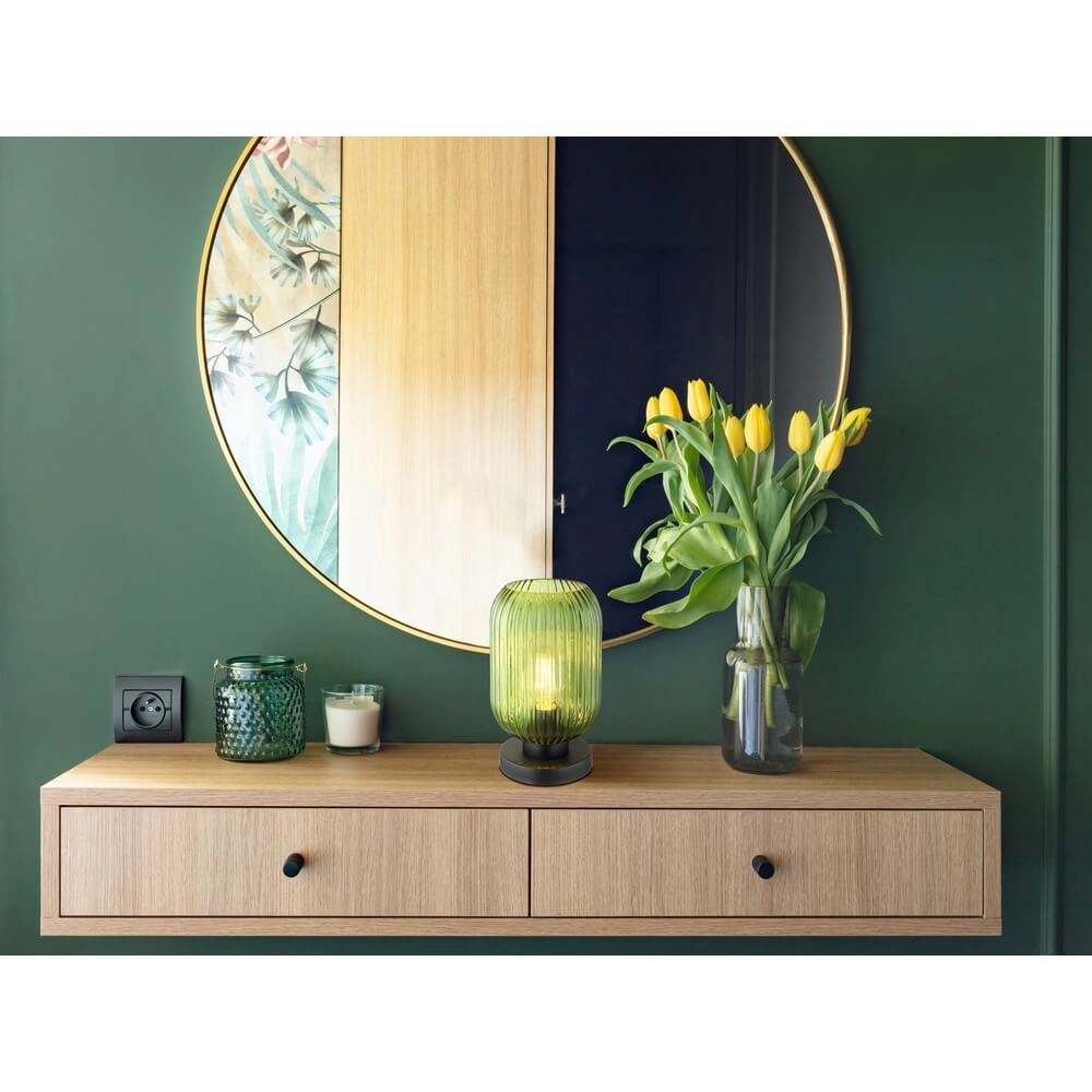 Lampe de table ronde Normy verre vert Ø 14cm Globo 9007371447299