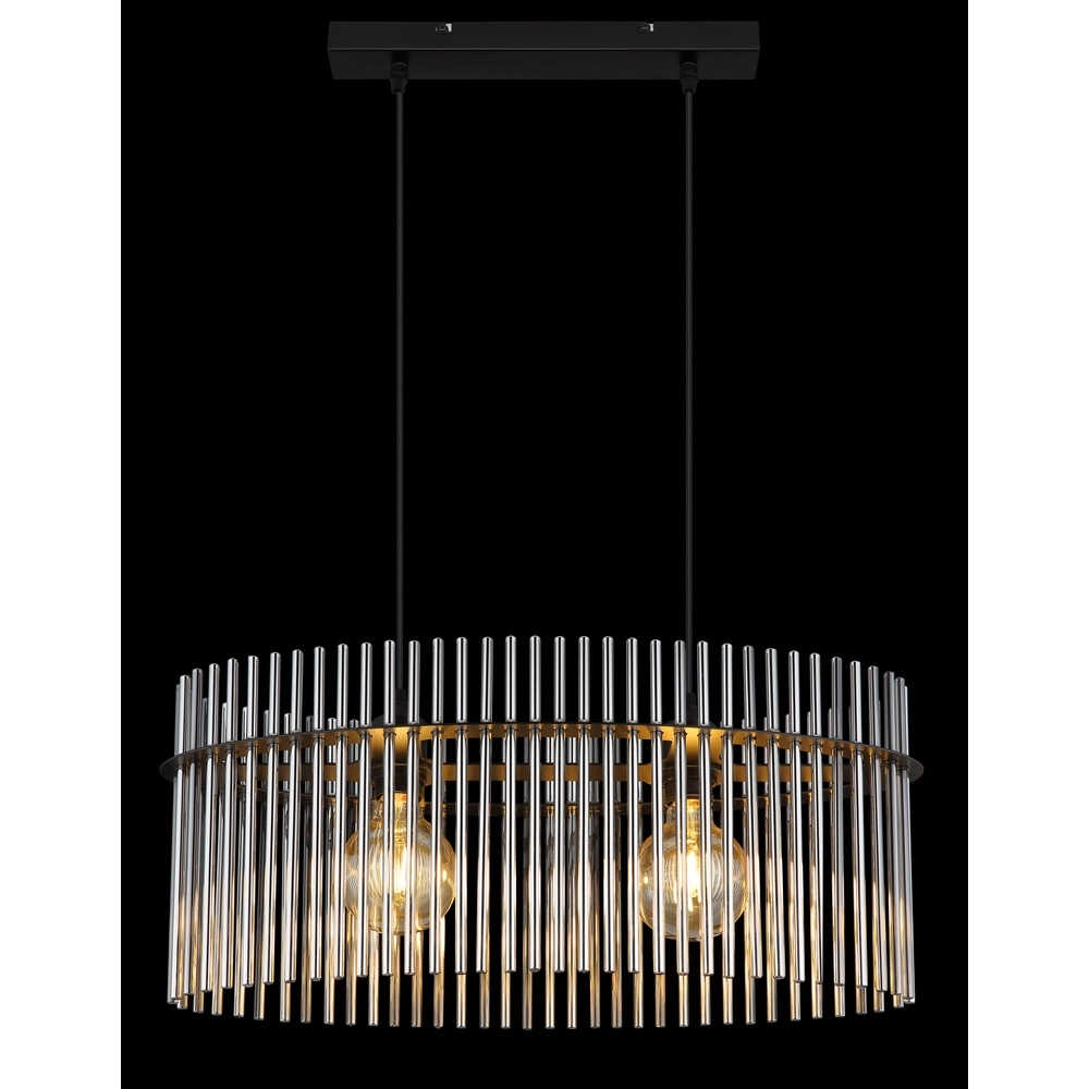 Lampe suspendue Gorley Noir avec tiges en verre fumé Globo 9007371506149