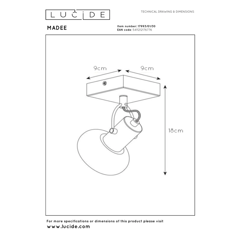 Lampe de plafond Madee Noir Lucide 5411212176776