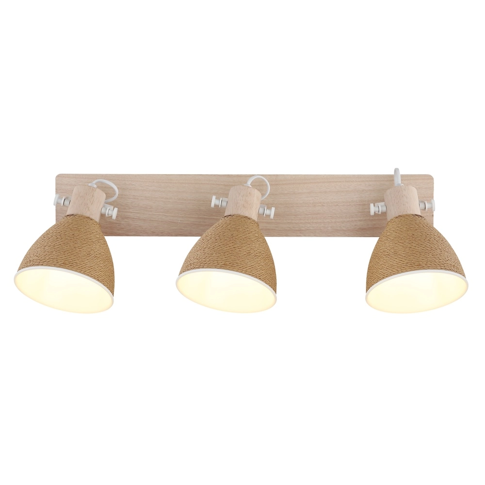 Lampe de plafond Lyndon Blanc à 3 lumières avec rotin Globo 9007371586745
