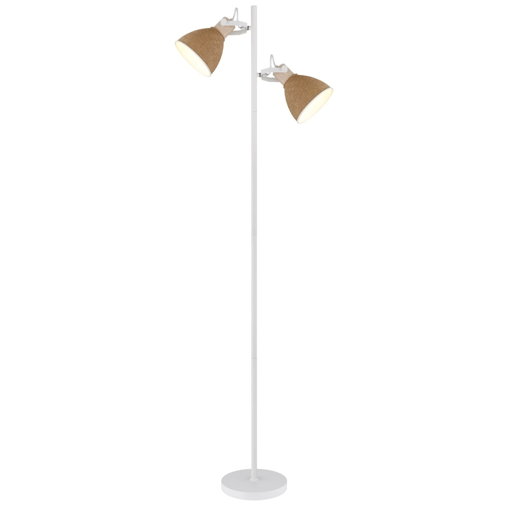 Lampe de pied Lyndon Blanc avec du rotin