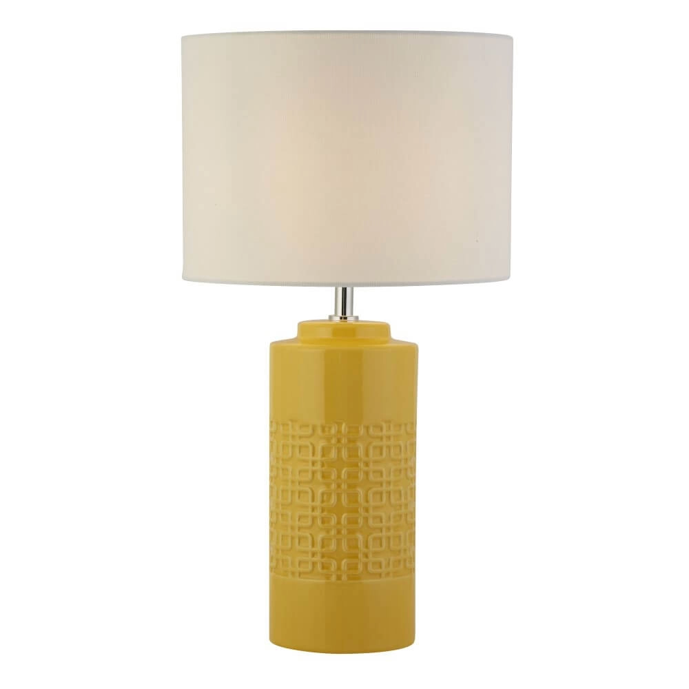 Lampe de table Tablu jaune ocre avec capuchon blanc