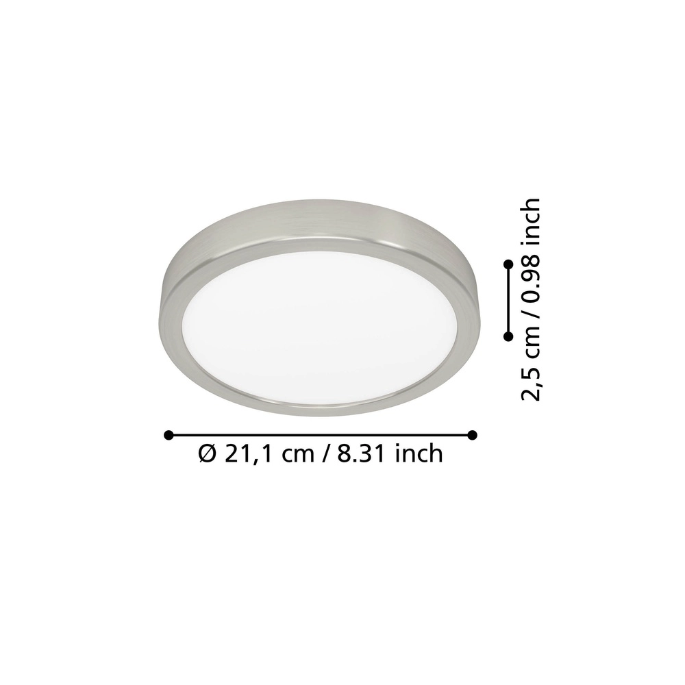 Lumière LED de plafond Fueva 6 rond - acier inoxydable - Ø 21,1 cm Eglo 9008606330232