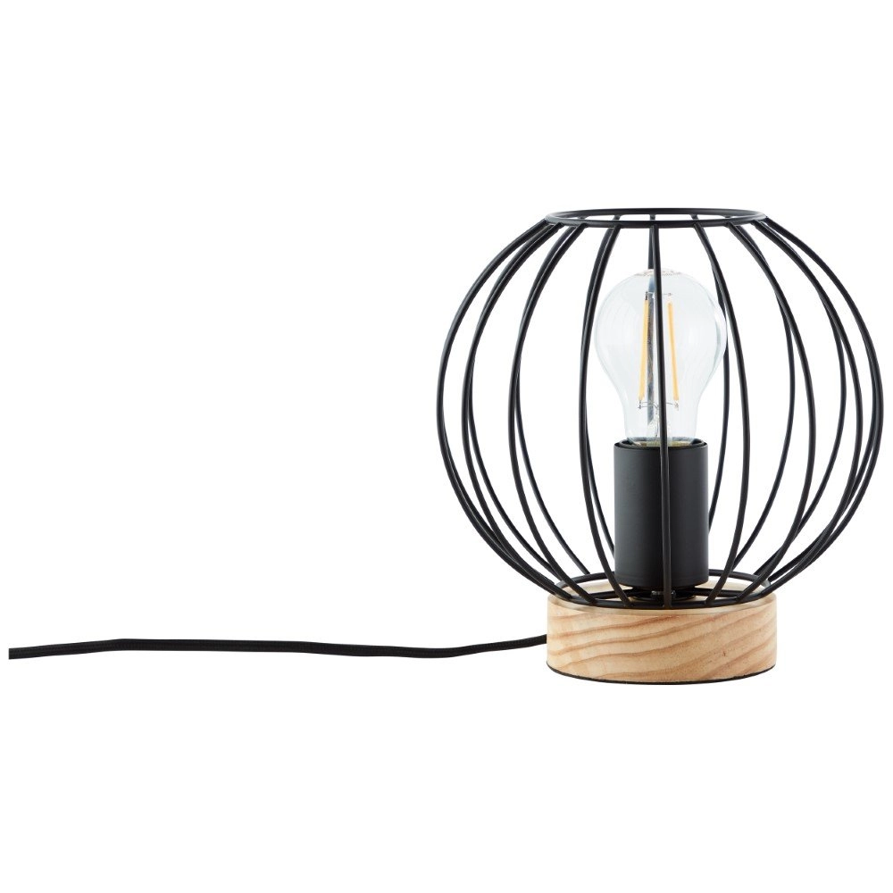 Lampe de table Sorana noir avec du bois Brilliant 4004353379116