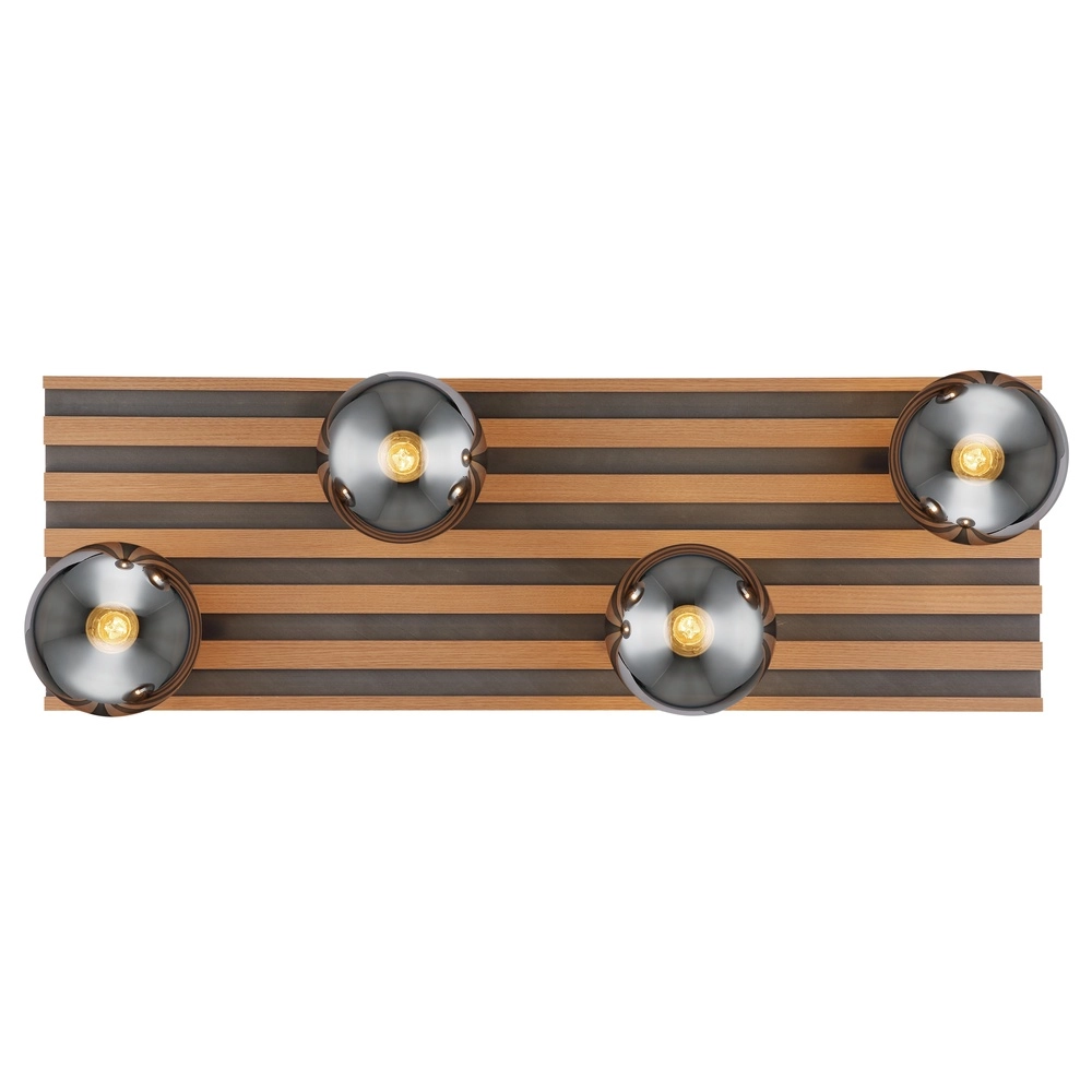 Lampe de plafond Parsons 4-noir clair avec bois Globo 9007371583003