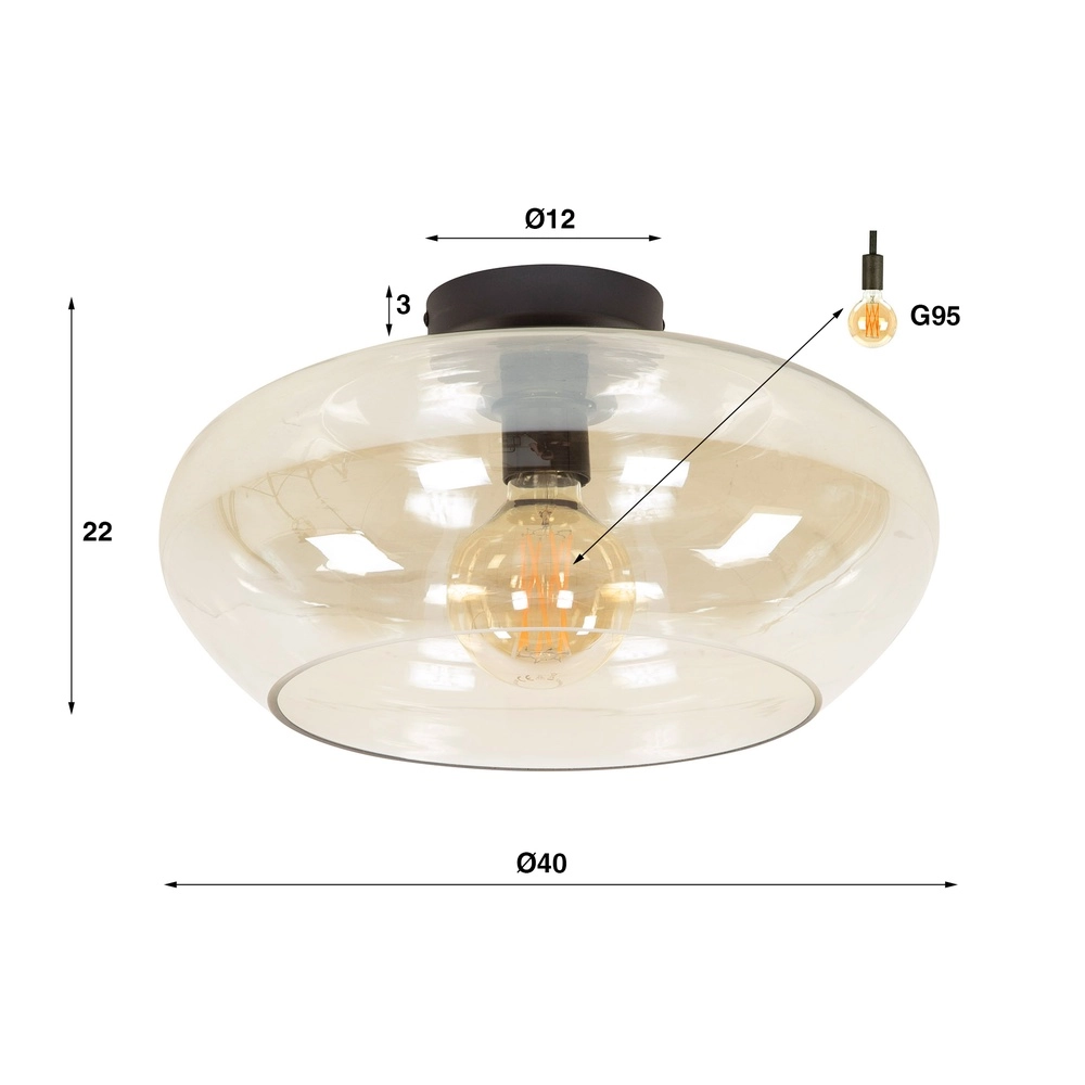 Lampe de plafond en verre Elevate Ø 40cm - verre ambré Lyora 8716803512061