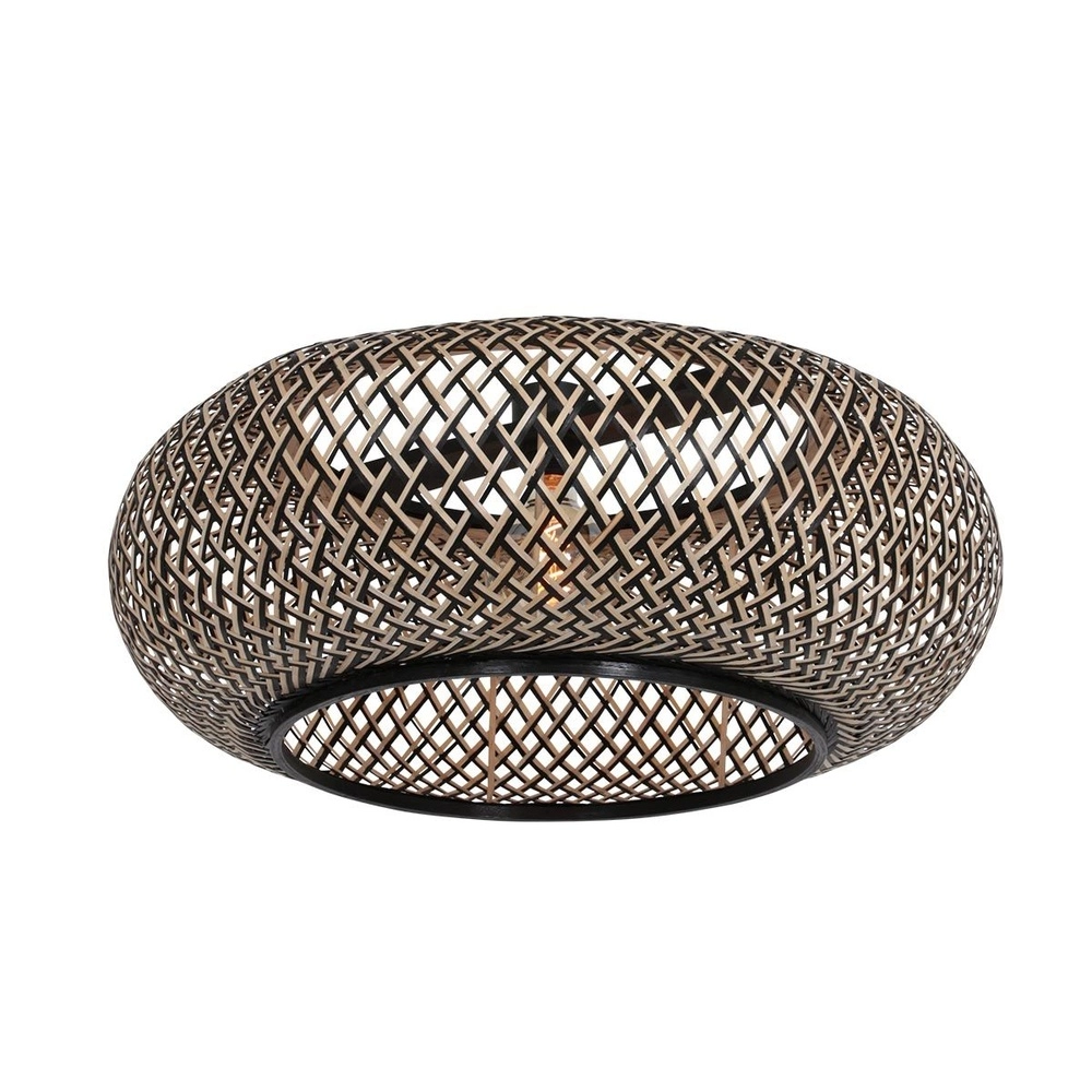 Lampe à arc ZigZag avec capot noir et rotin Steinhauer 8712746183047