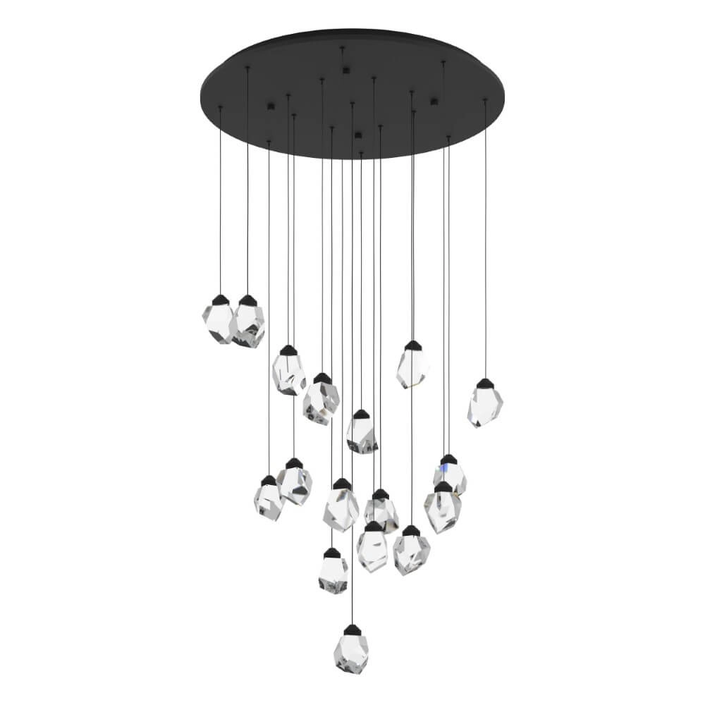 Lampe suspendue 17 lumières Sindicat rond noir