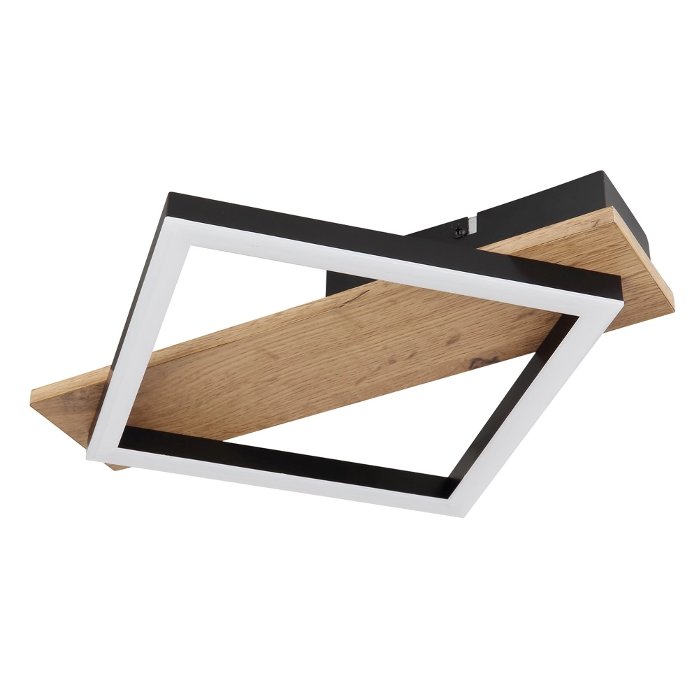 Lampe de plafond Beatrix 33 cm de carré noir avec du bois Globo 9007371454389
