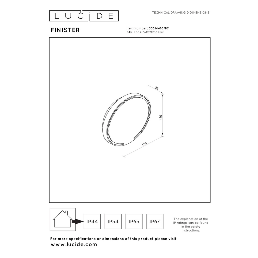 Lampe murale élégante Finister Ø 13 cm brun rouille Lucide 5411212334176
