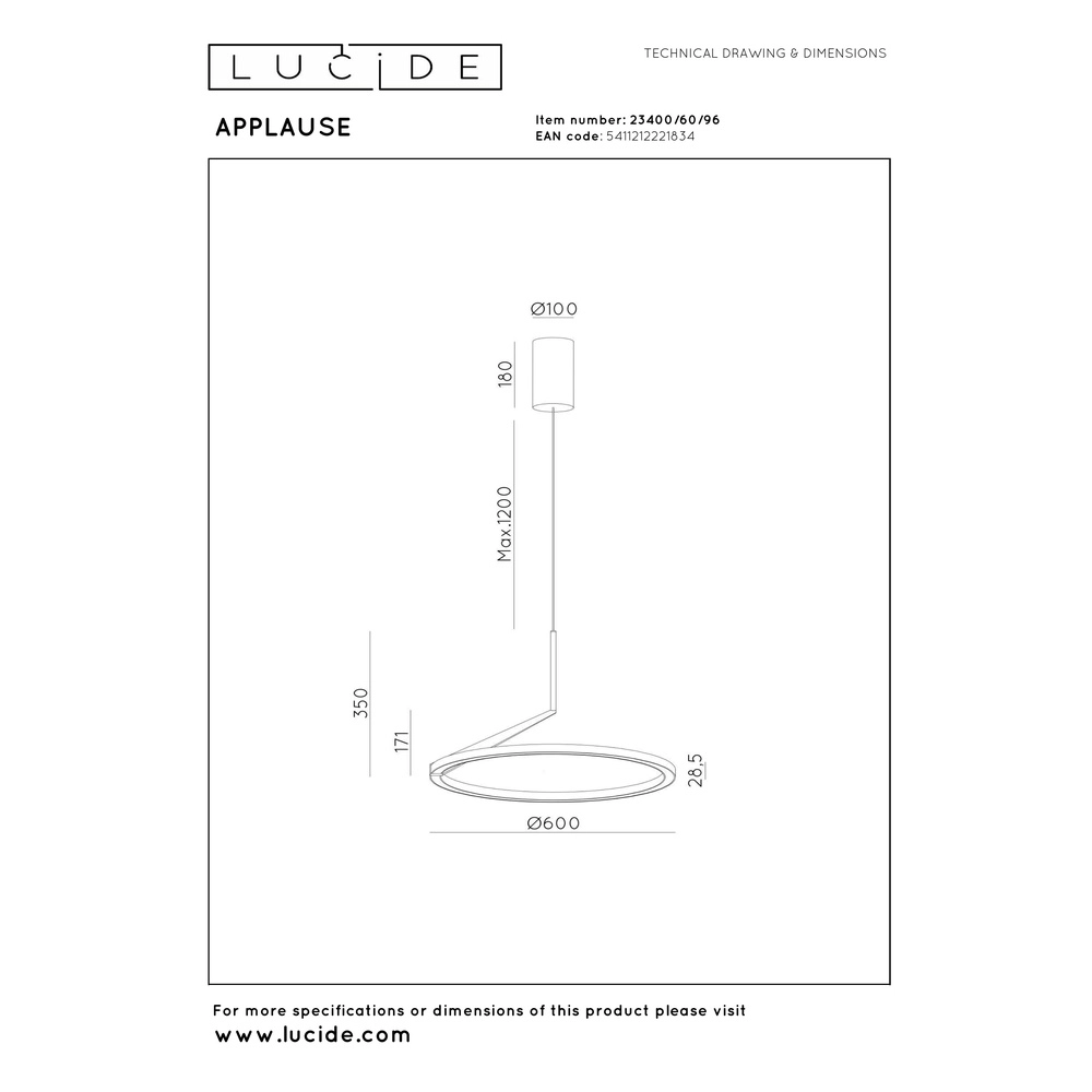 Suspension LED élégante Applause Rouge cuivré - Ø 60cm Premium by Lucide 5411212221834