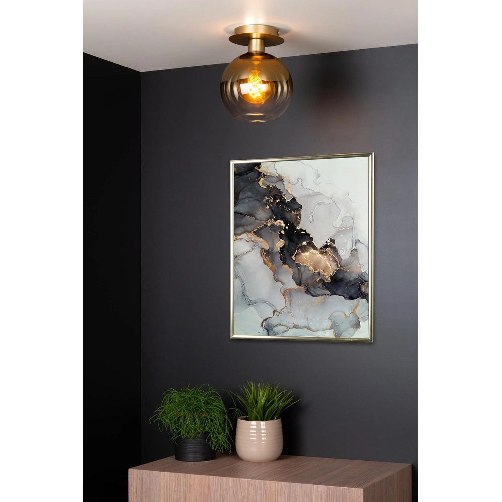 Lampe de plafond Marius Or avec verre ambré Lucide 5411212740977