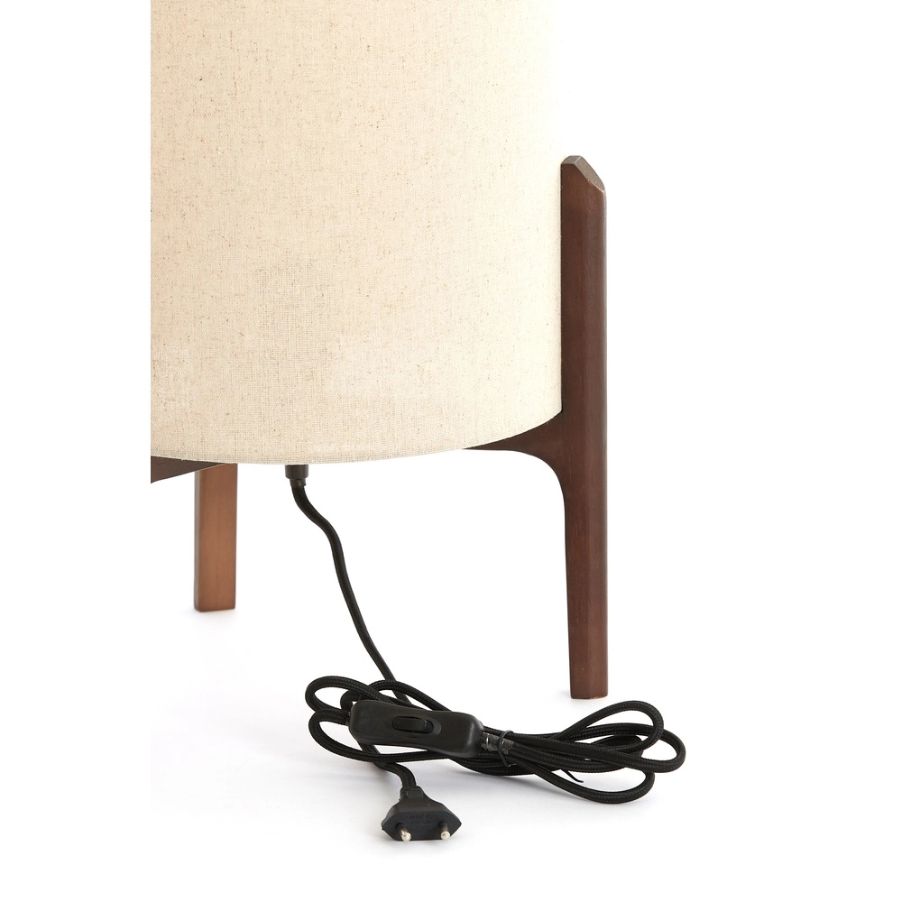 Lampe de table Litto Ø 28 cm - noyer avec lin naturel Light & Living 8717807792695