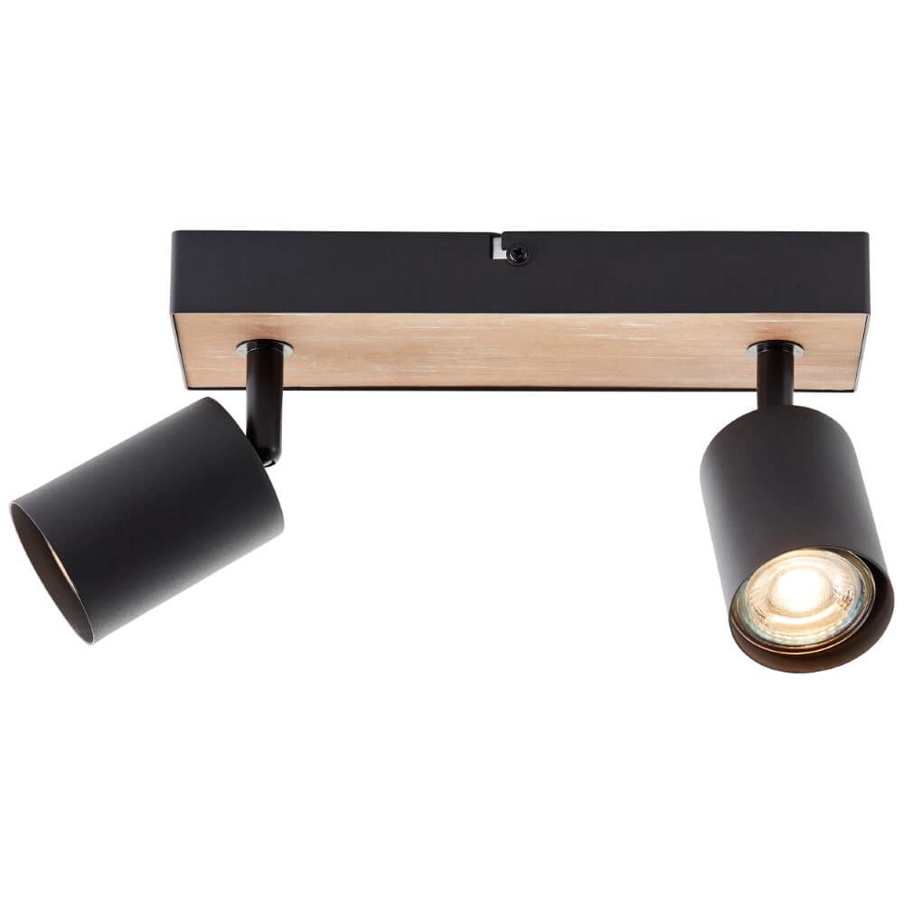 Lampe à 2 lumières Jello Wood noir avec du bois Brilliant 4004353428388
