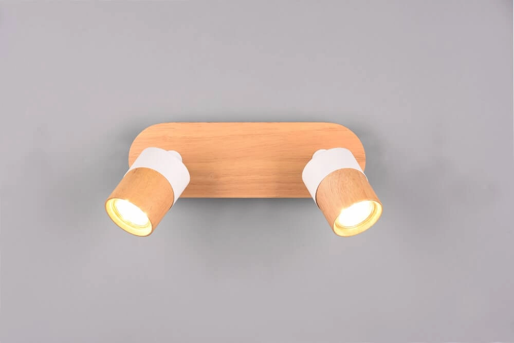 Plafonnier bois et blanc Aruni 2 lumières Trio 4017807562316