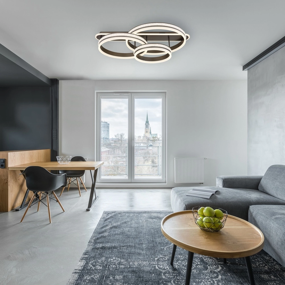 Lampe de plafond à design Grouni 3 anneaux en titane brossés Globo 9007371449002