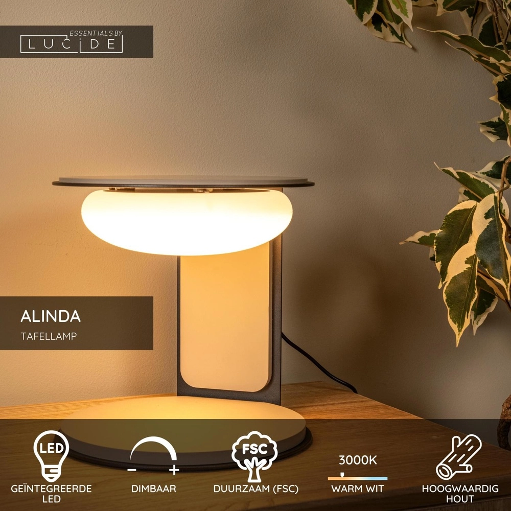 Lampe de table de conception Alinda Ø 20 cm taupe Lucide 5411212771612