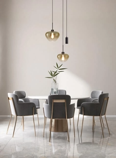 Suspension 3 lumières Genua noir avec 1x verre doré Ø 24cm - 1x Ø 29cm et 1 pendentif Masterlight 8718121357423