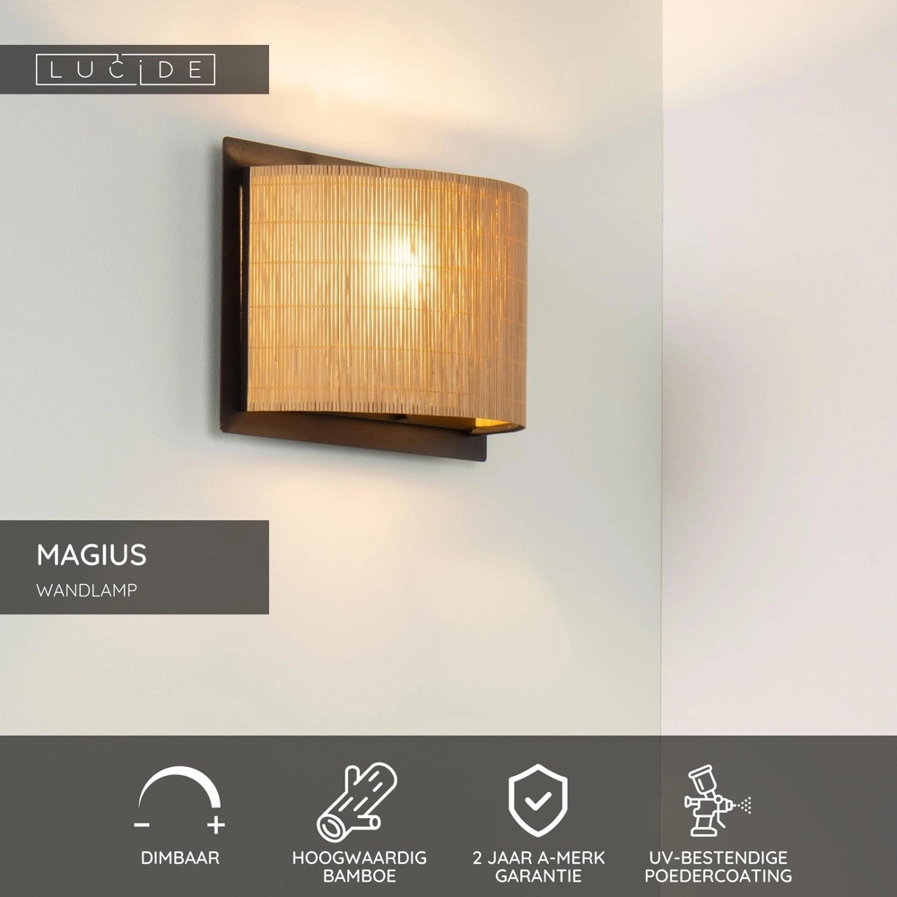 Lampe murale Magius Rotin Lucide 5411212031174