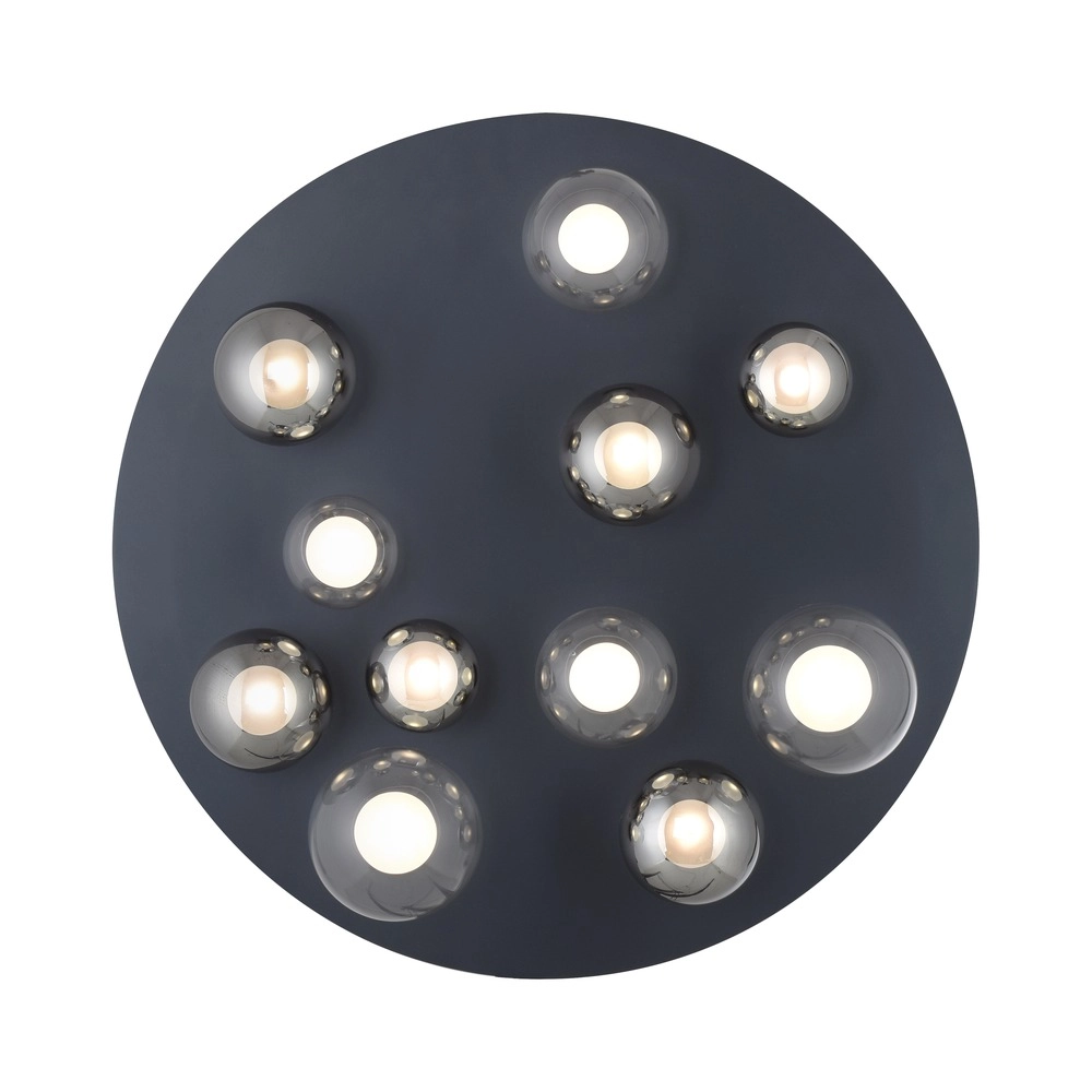 Lampe de plafond à 11 lumières Pure Popup Gris mystique avec verre fumé Paul Neuhaus 4012248397176