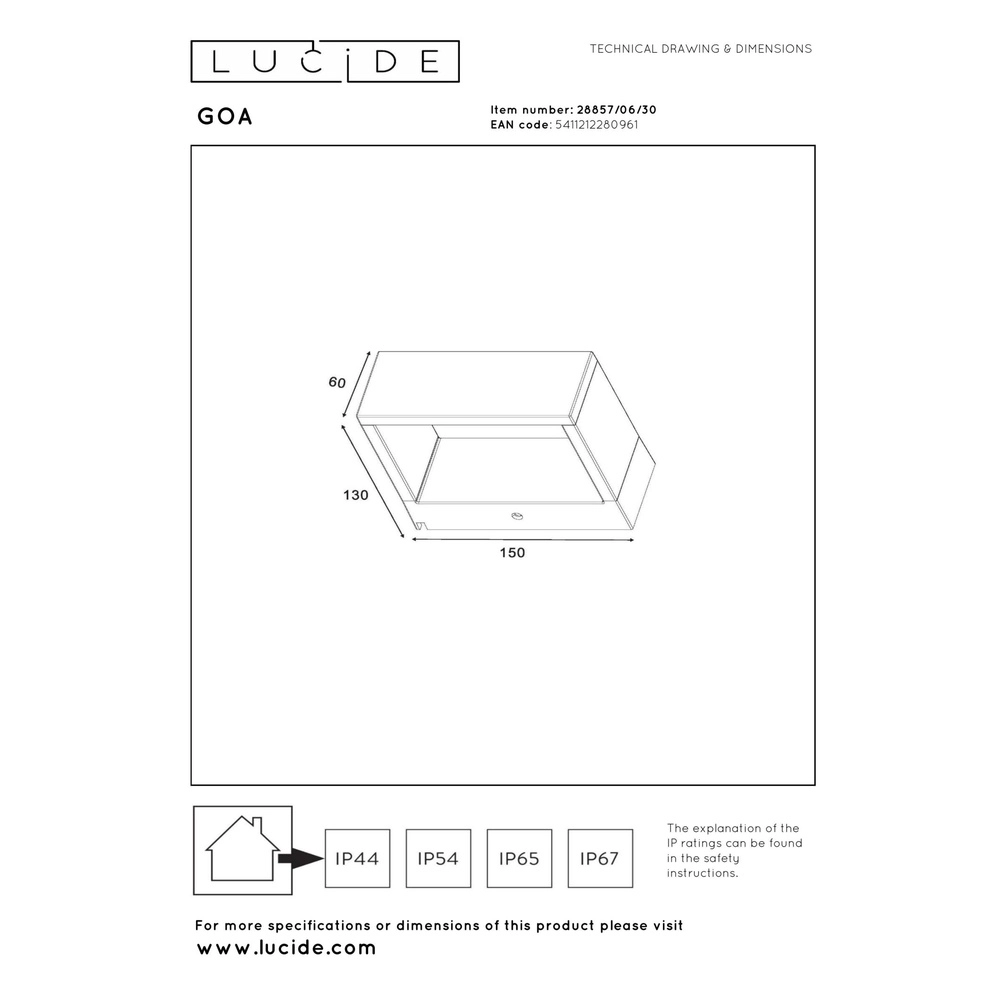 Lampe murale de conception Goa anthracite Lucide 5411212280961