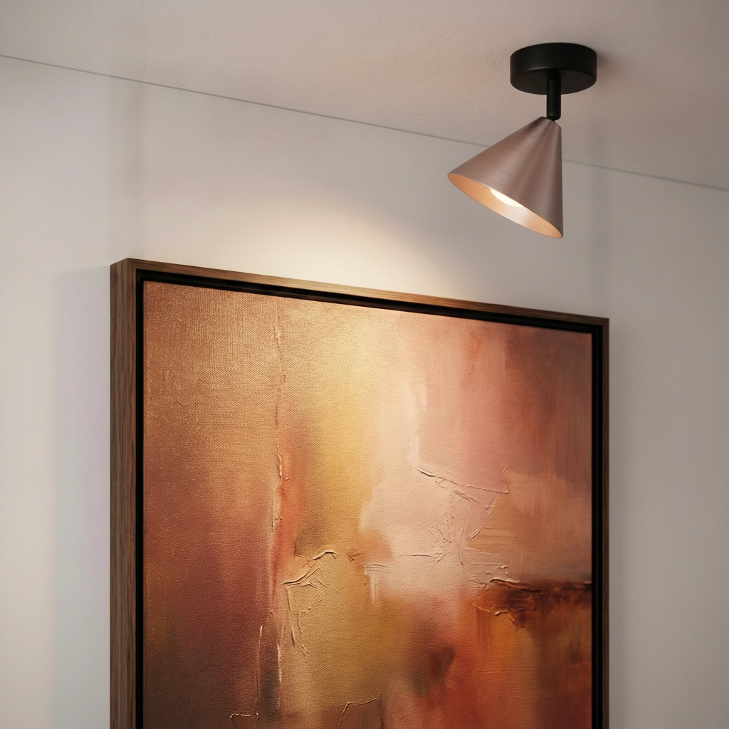 Plafonnier Conico noir avec brun café