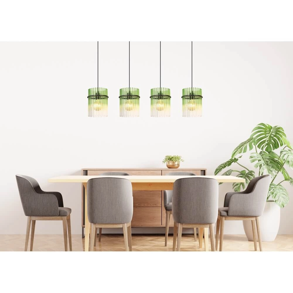 Suspension noire Gorley avec verre vert 4 lumières Globo 9007371465989