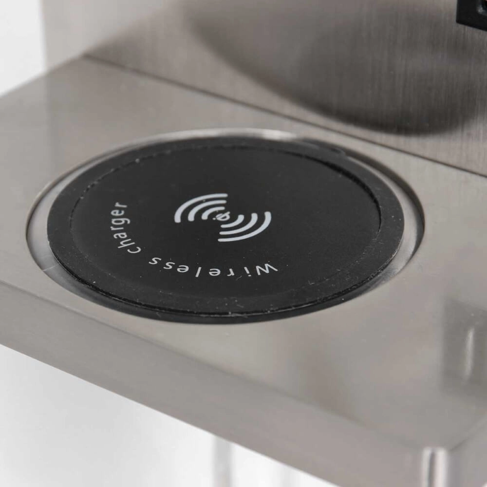 Lampe de chevet en acier inoxydable Upround avec chargeur et USB Steinhauer 8712746170443