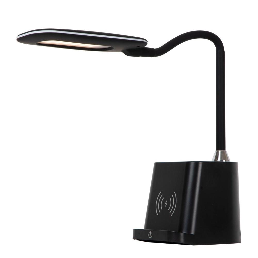 Lampe de bureau Penny avec le panneau de recharge sans fil noir Lucide 5411212185914