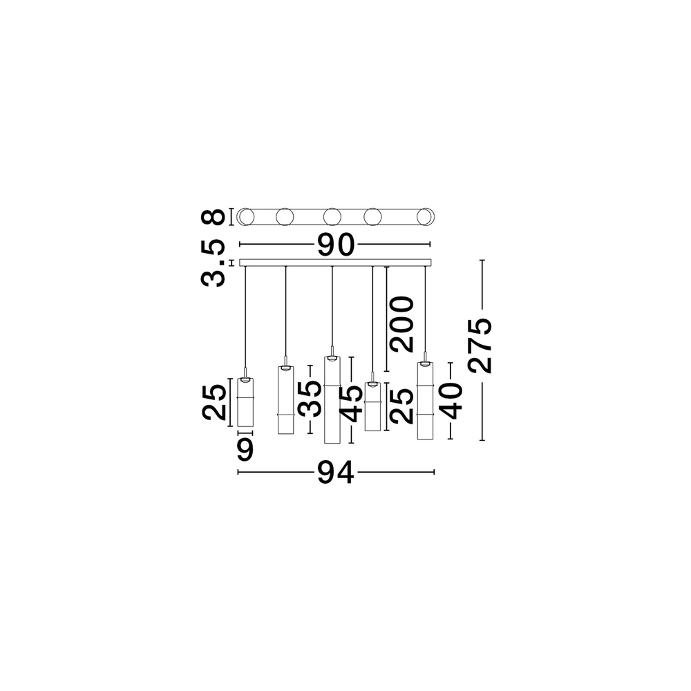 Suspension unique Sano Or 5 lumières droit Lyora 5212017474087