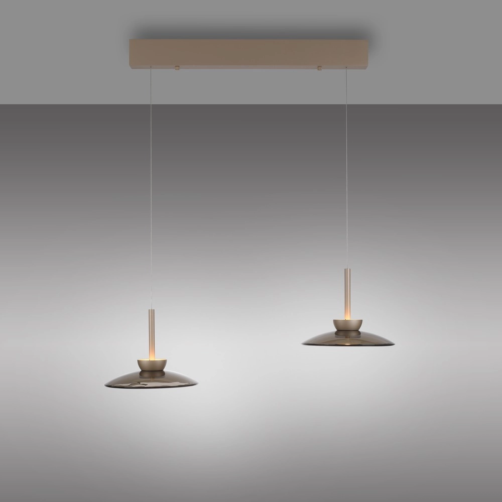 Lampe suspendue de table de salle à manger 2L Pure Moon Bronce avec verre ambré Paul Neuhaus 4012248392980
