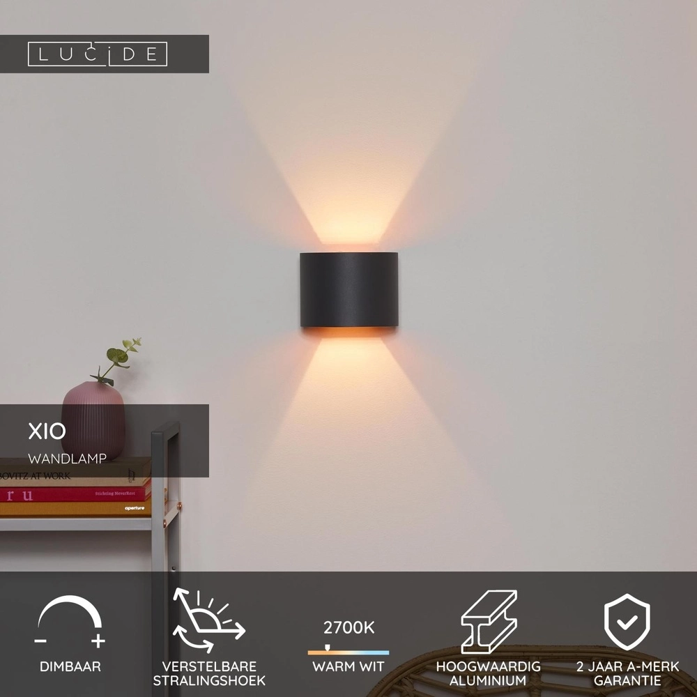 Tache de mur arrondi Xio 2700K gris Lucide 5411212091925