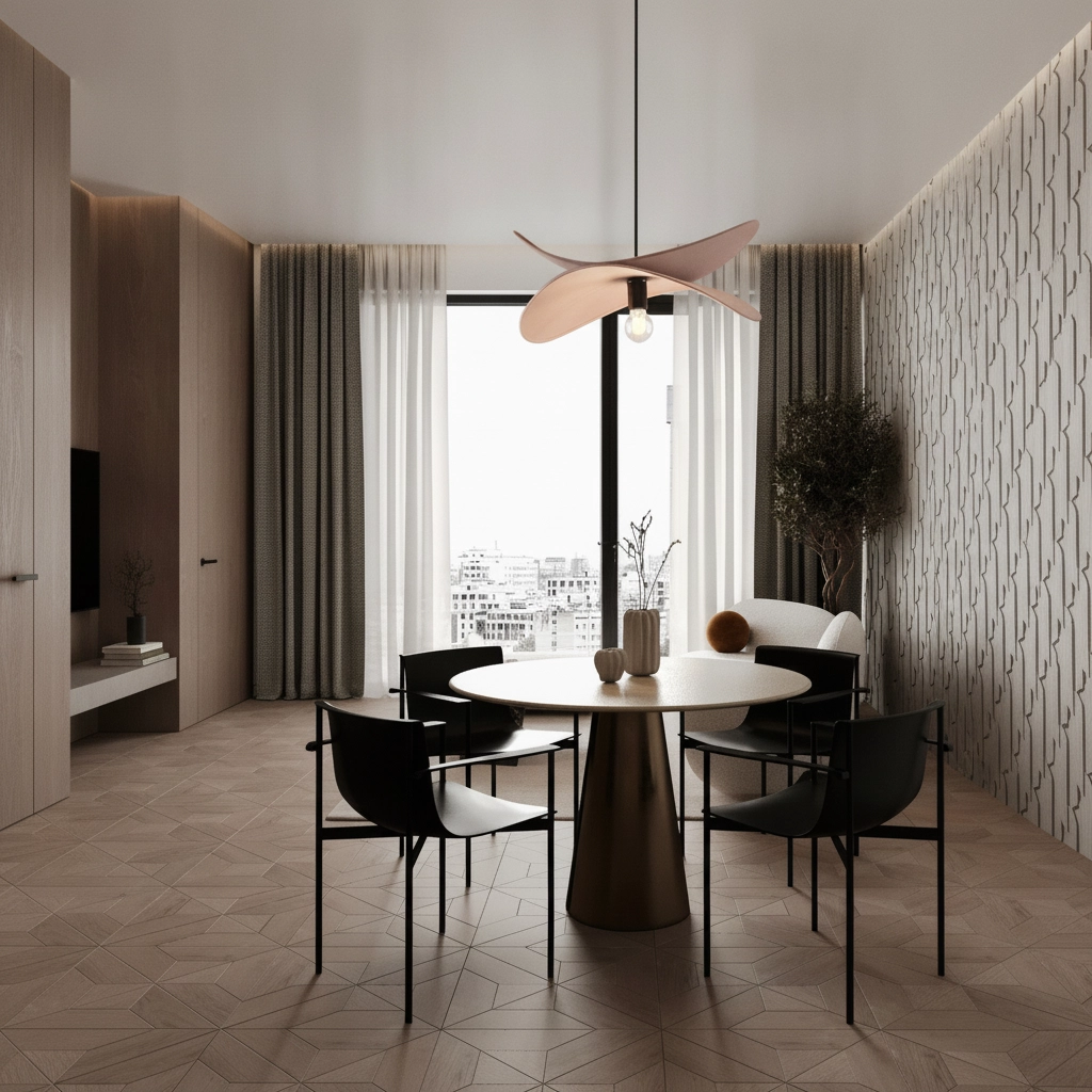 Lampe pendante moderne Luve noir avec marron moka