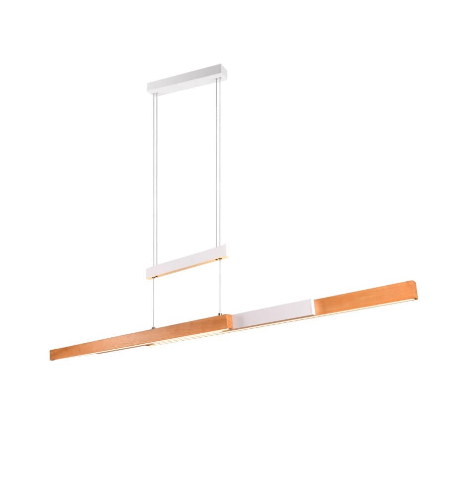 Lampe suspendue de bureau Trajan avec aspect bois et blanc Trio 4017807613018