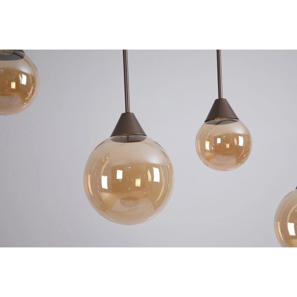 Lampe pendante de conception Opux Lux Ligne droite en bronze léger à 6 lumières Searchlight 5,05342E+12