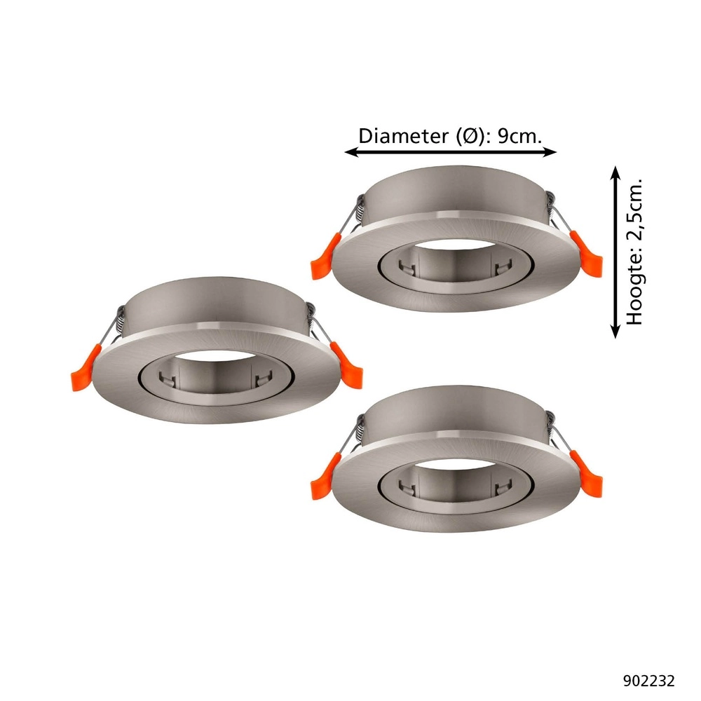 Lot de 3 spots encastrés Barranco nickel Ø 9cm Eglo 9008606359110