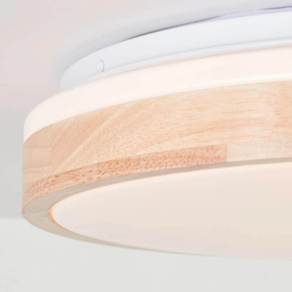 Plafonnier Brodsky Ø 39cm blanc avec bois Brilliant 4004353411304