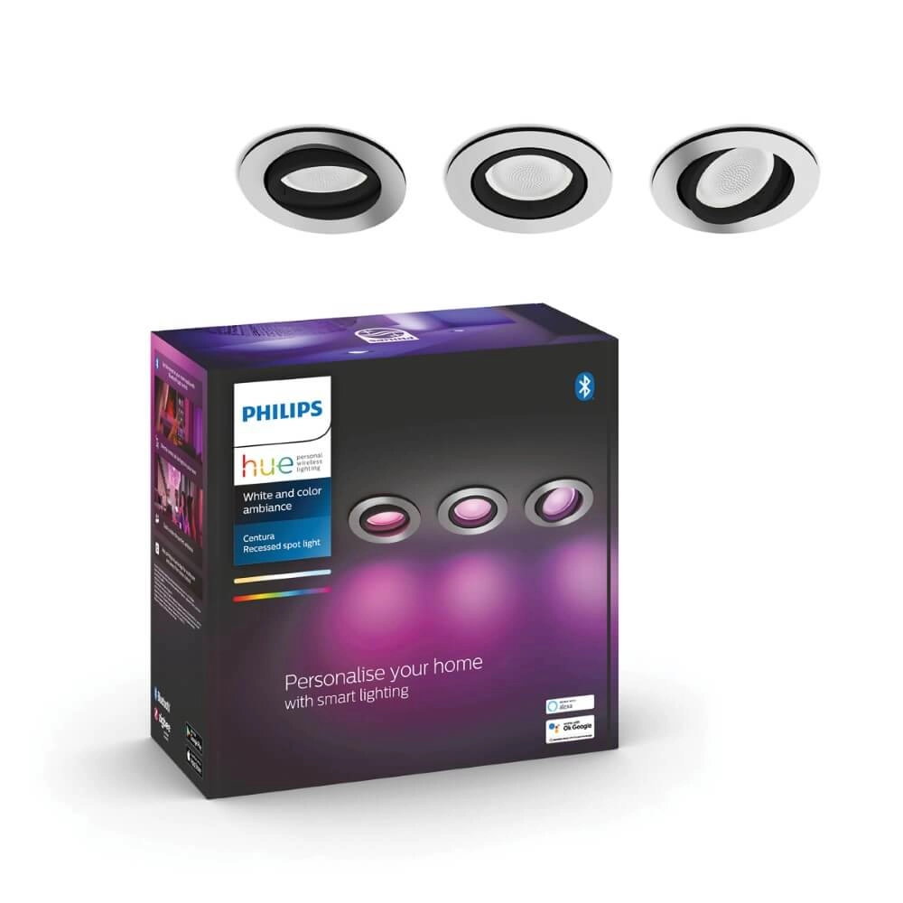 Spot encastré Hue Centura - White and Color lot de 3 gris argenté Philips 8720169318854