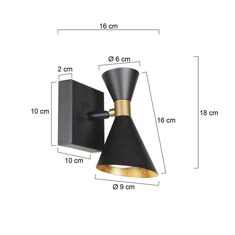 Applique murale design Preto noir avec or Steinhauer 8712746176285