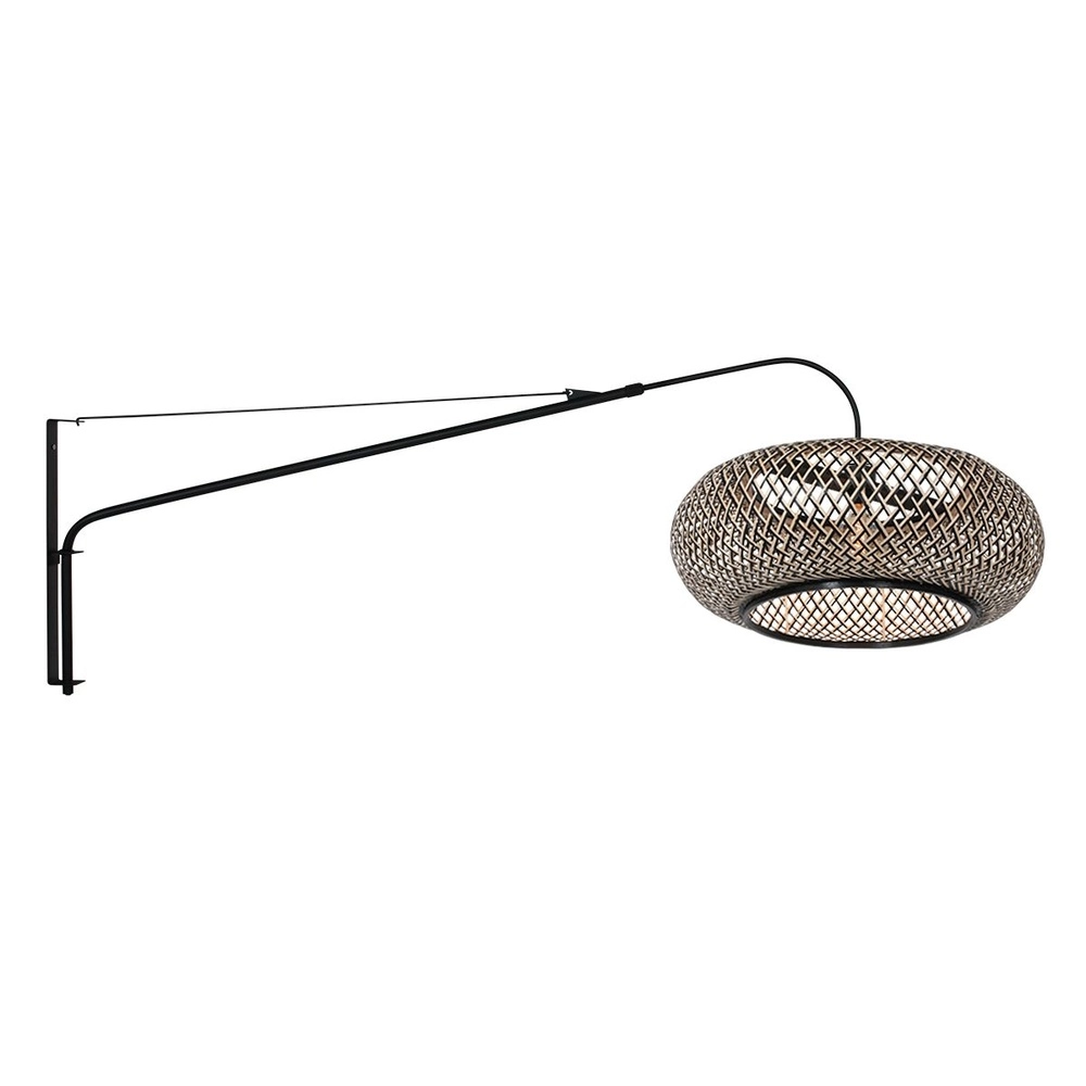 Applique murale Elegant Classy avec rotin et capot noir