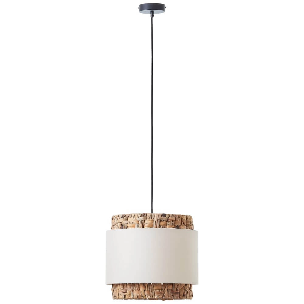 Lampe suspendue Waterlilly rotin avec tissu blanc Brilliant 4004353411922