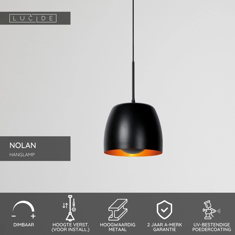 Lampe suspendue Nolan Ø 24cm noir Lucide 5411212302878